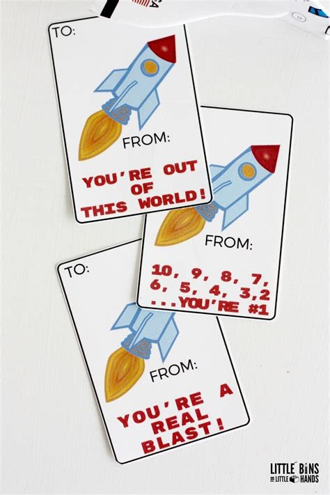Printable Rocket Ship Valentines Cards Science Theme For Kids