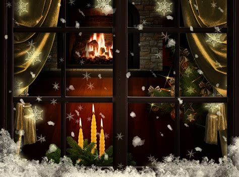 Winter Fireplace Window Wallpapers Wallpaper Cave