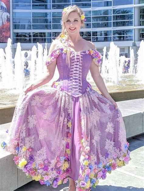 Flowery Rapunzel Inspired Costume Dress With Corset Cosplay Halloween