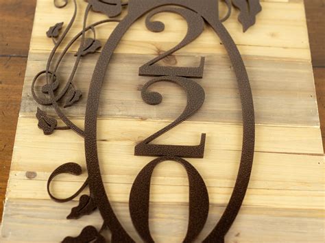 Vertical House Number With Vines Metal Address Plaque Etsy