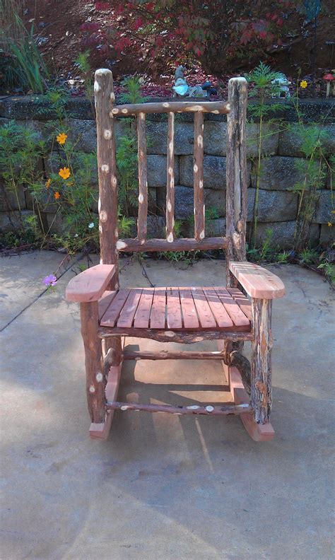 Drop by anytime, my simple home based workshop is on the right on route 15 one. rustic rocking chair made from cedar | Rustic rocking ...