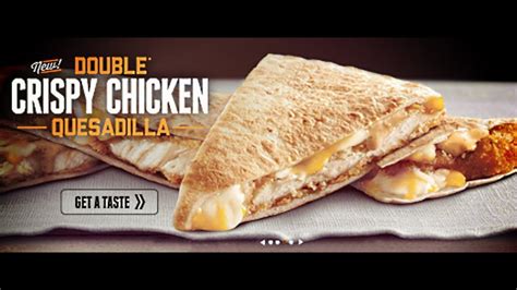The taco bell chicken quesadilla provides 26 percent of your daily recommended calories. CarBS - Taco Bell Double Crispy Chicken Quesadilla - YouTube