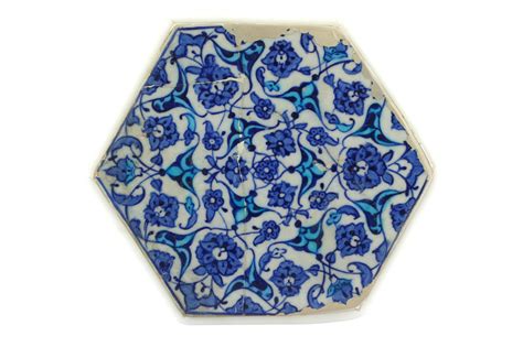 Sold Price A Blue And White Hexagonal Iznik Pottery Tile April