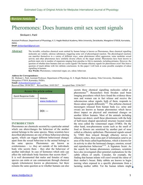 Pdf Pheromones Does Humans Emit Sex Scent Signals