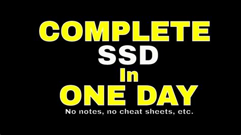 How To Complete Ssd In One Day Youtube