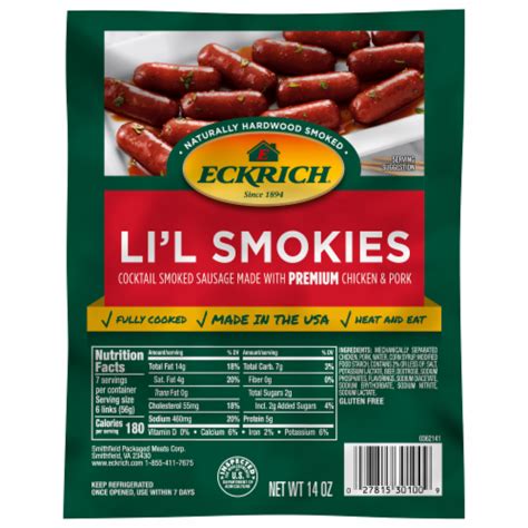 Eckrich Li L Smokies Cocktail Smoked Sausage Links Oz Kroger