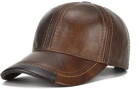 Ixiton Genuine Leather Mens Baseball Capoutdoor Adjustable Real