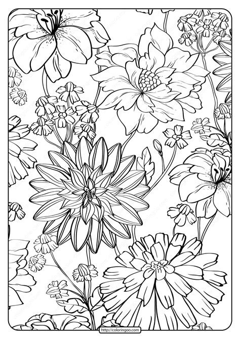 Free Printable Flower Pattern Coloring Page 13