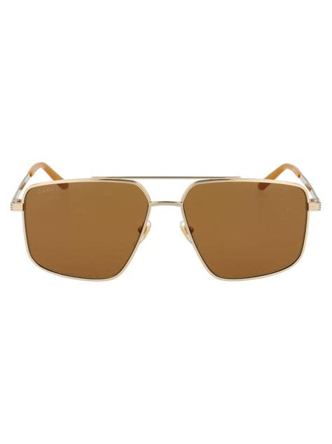 gucci gg lens aviator sunglasses in brown for men lyst