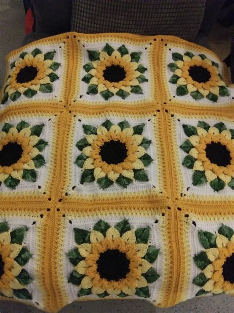 Finally Finished This Sunflower Blanket Crochet