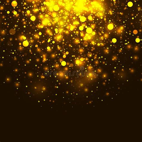 Vector Gold Glowing Light Glitter Background Christmas Magic Lights
