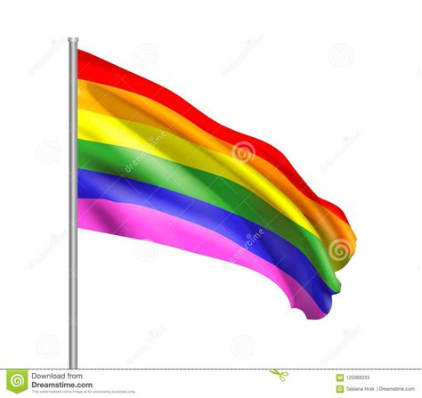 Realistic Waving Rainbow Flag Of The Lgbt Movement Stock