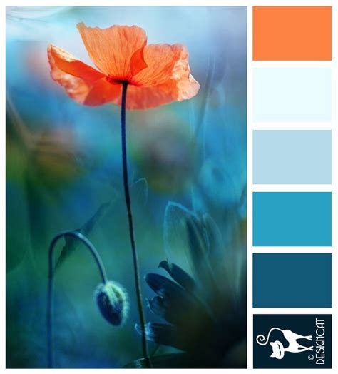 Beautiful and sophisticated color palette of orange and geal. Blue color schemes, Blue color combinations, Orange color ...