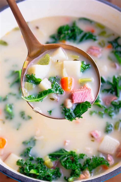 Leftover Ham Soup With Potatoes White Beans And Kale Smile Sandwich