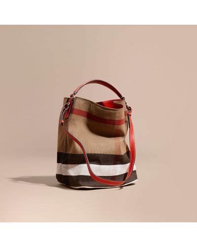 Burberry Medium Check Canvas Hobo Bag Lyst