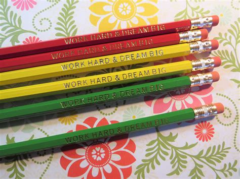 Work Hard And Dream Big Six 2hb Pencil Set Etsy In 2021