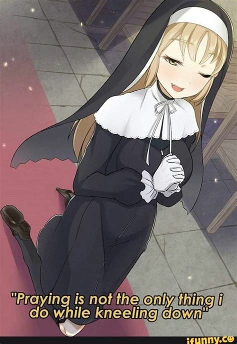 An Anime Character With Long Blonde Hair Wearing A Nun Outfit And Holding A Cross In Her Hand