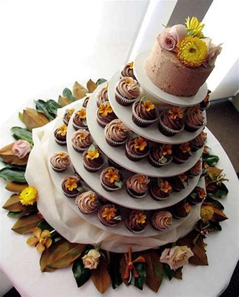 Fall Floral Cupcake Tower Fall Wedding Cupcakes Wedding Cakes With
