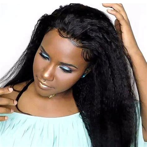Italian Yaki Full Lace Human Hair Wigs For Black Women Kinky Straight