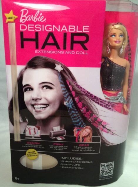 Barbie Designable Hair Extensions And Doll 16 Extensions 6 Hair Clips Design Print Ebay