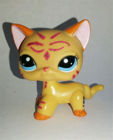 Littlest Pet Shop Authentic Orange Pink Glitter Cat 2118 Preowned Lps