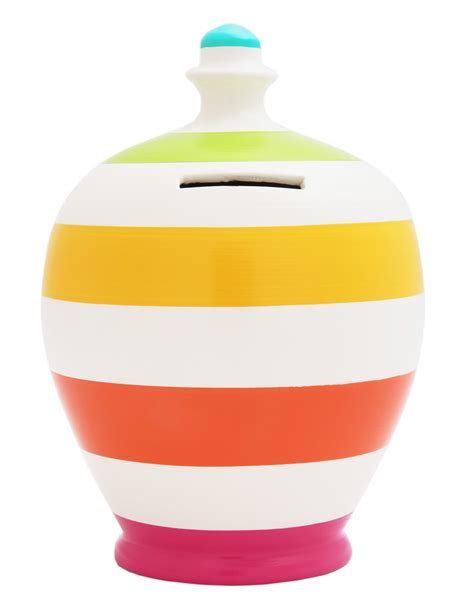 Terramundi Money Pot Stripe White With Multi Colours B4 Design 24