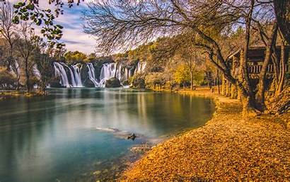 Desktop Wallpapers Bosnia Kravice Landscape Waterfall Autumn