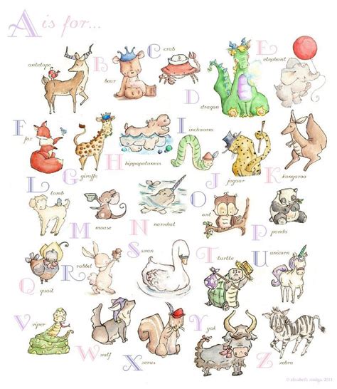 Girls Alphabet Chart Print 8x10 Nursery Art Home Por Loxlyhollow