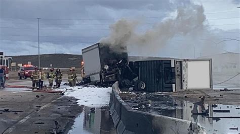 2 Men Transported To Hospital After Fiery Semi Crash On I