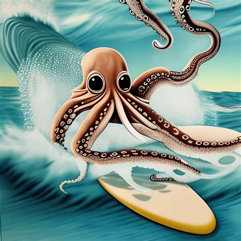 Octopus Surfing Graphic Creative Fabrica