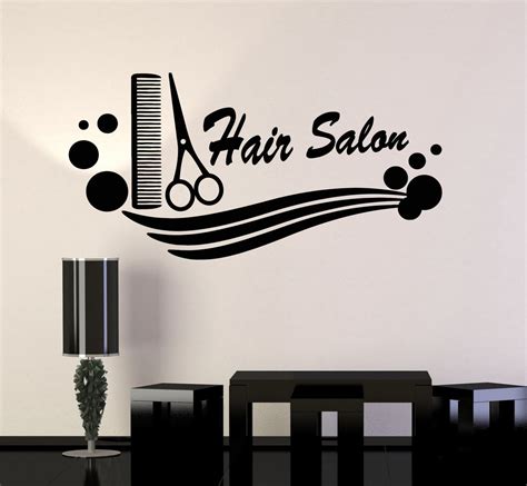 Hair Salon Vinyl Decal Comb Scissors Hairdresser Haircut Wall Stickers