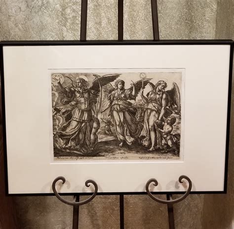 Angels 1585 Framed Set Of 2 Plates Historic Bibles Engravings