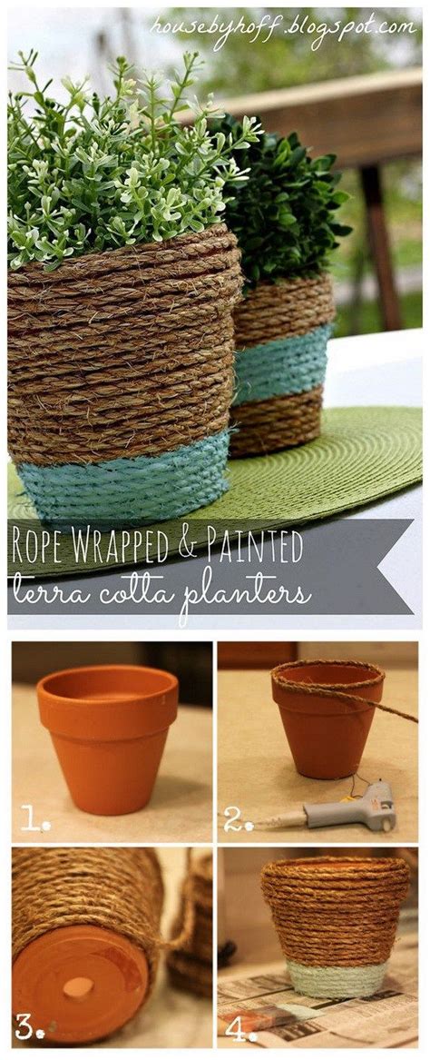 Rope Wrapped Painted Terra Cotta Pots Terra Cotta Pot Crafts Painted