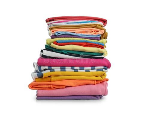 Stack Of Folded Clothes Isolated Stock Photo Image Of Fashion Color