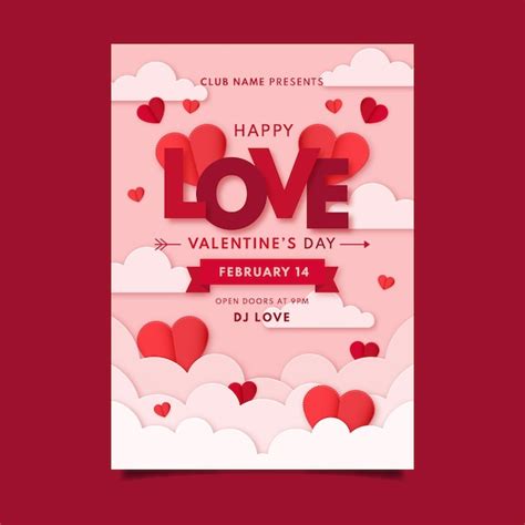 Free Vector Valentines Day Party Poster Template