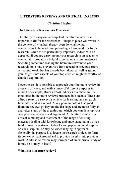 what is a sample literature review