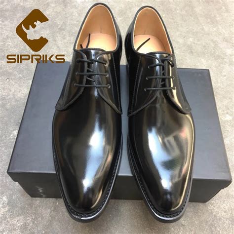 Sipriks Mens Shiny Leather Shoes Imported Italian Calf Leather Black
