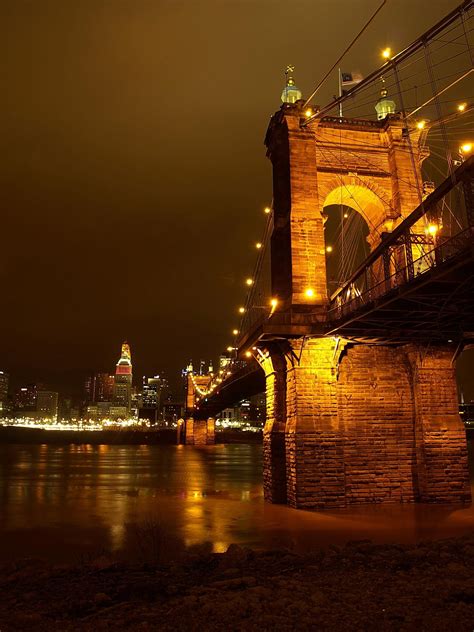 The John A Roebling Suspension Bridge Cincinnati Ohio Photo By