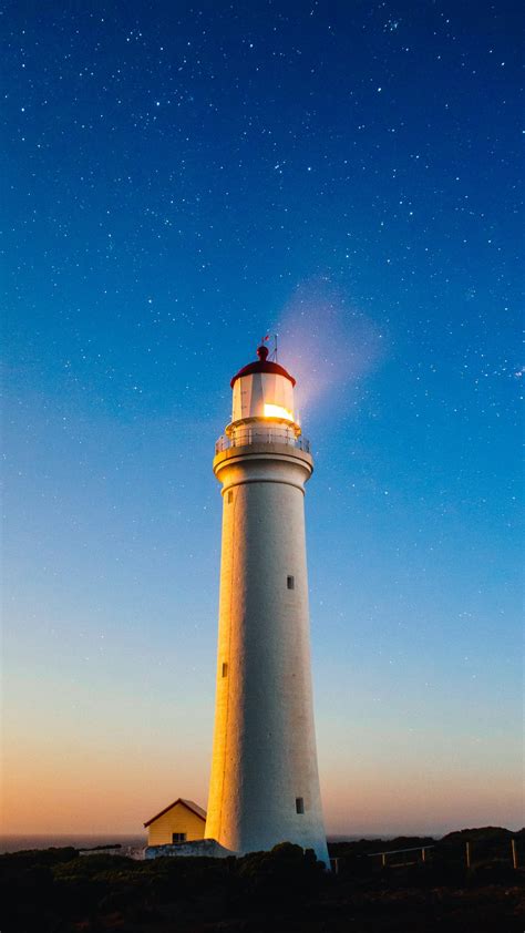 Lighthouse Starry Sky Cape Nelson Lighthouse Wallpaper 1080x1920