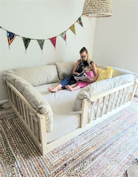 Montessori Floor Bed With Rails Twin Full Or Queen Floor Bed Etsy