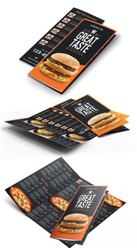 fast food menu trifold brochure  psd psdfreebiescom