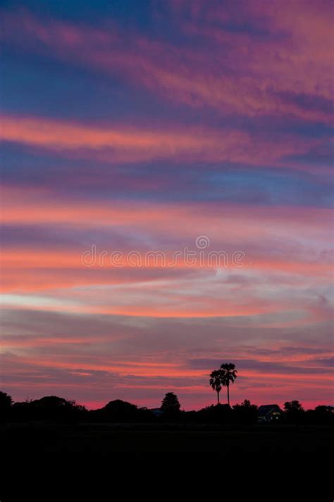 Beautiful Sunset Clouds Pink Blue Color Stock Photo