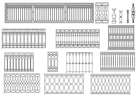 Decorative Wrought Iron Balcony Railings Dwg Block Fo