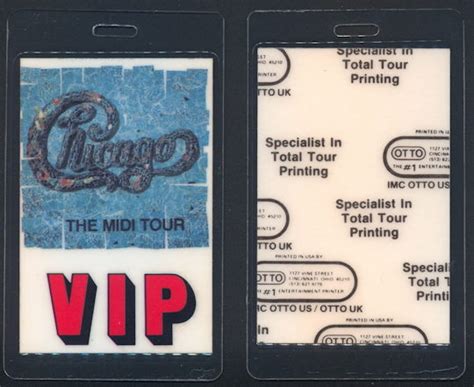 Chicago Laminated Otto Backstage Pass From The Midi Tour