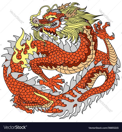 Red Chinese Dragon Royalty Free Vector Image Vectorstock