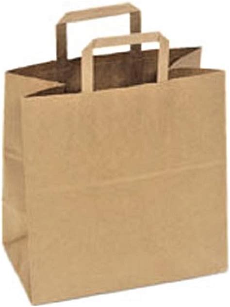 Large Paper Grocery Bags With Handles 12x7x14 Kraft Brown Heavy Duty