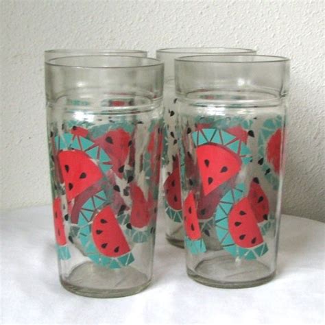 4 Watermelon Printed Drinking Glasses