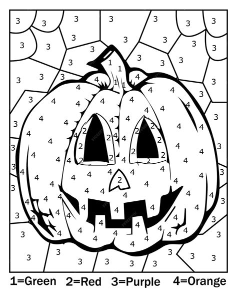 Premium Vector Halloween Color By Number Coloring Page For Kids And