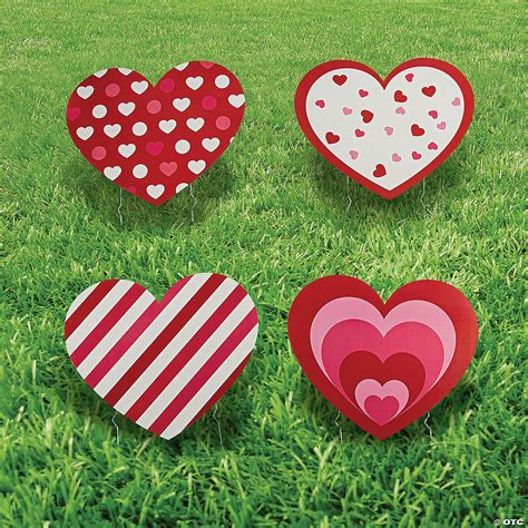 19 X 16 Valentine Heart Shaped Yard Signs 4 Pc Oriental Trading