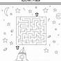 Kindergarten Space Maze Comet Worksheet